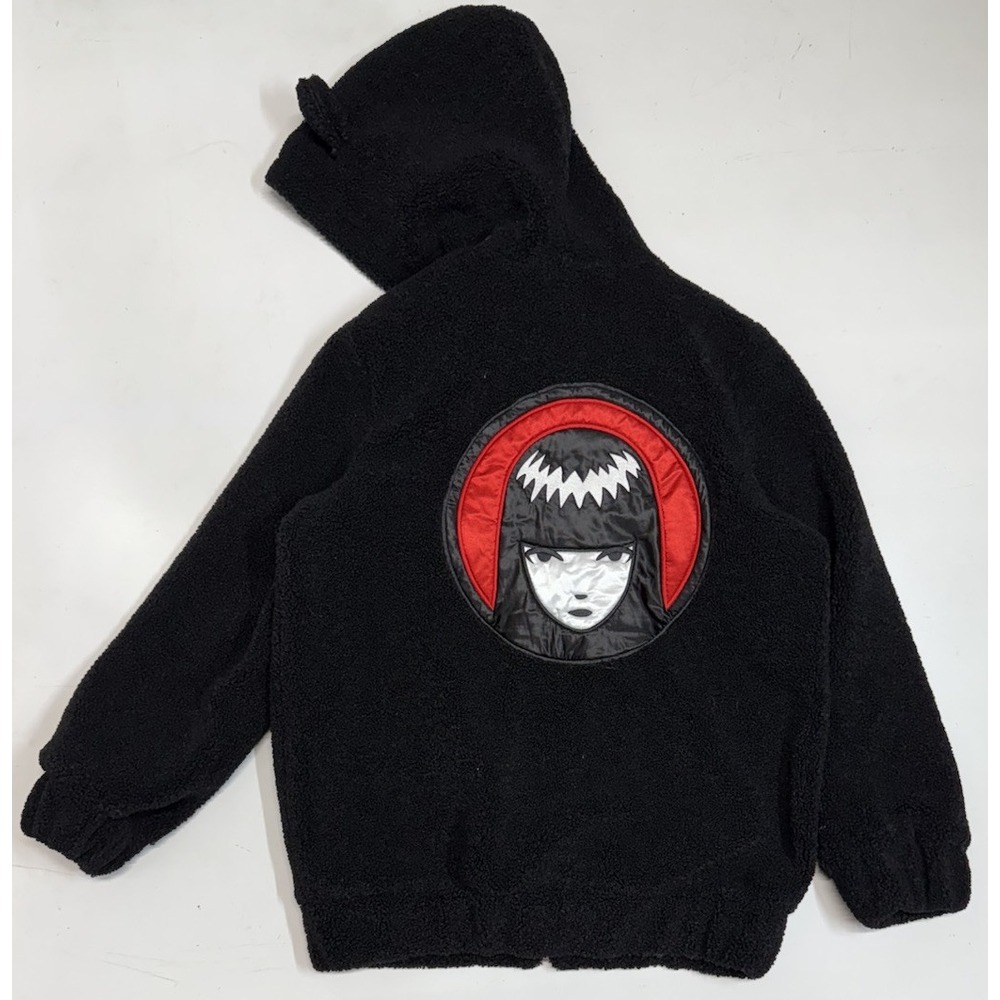 Dolls Kill Black Fuzzy Full Zip Hoodie‎ Lined Women's Size XS Oversized